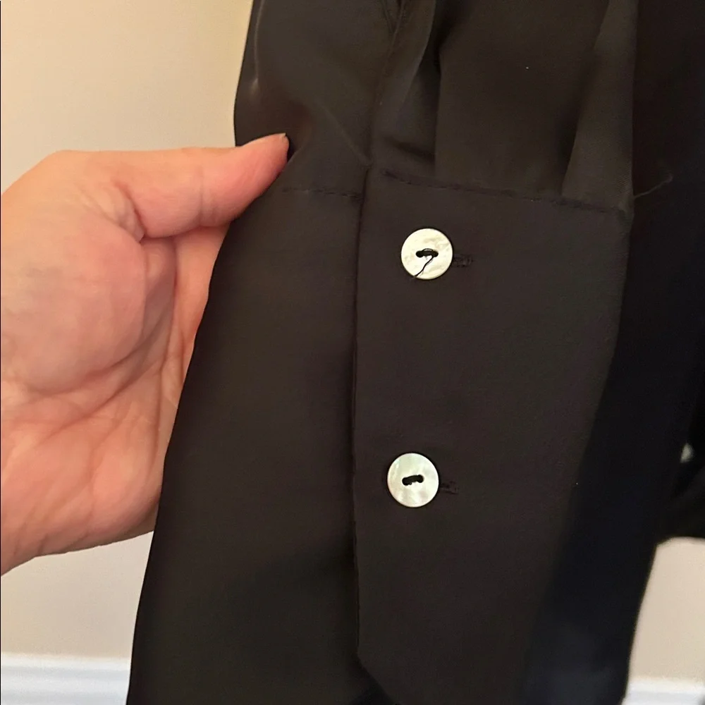 Zara Black Satin Button-Down Shirt - Picture 6 of 8